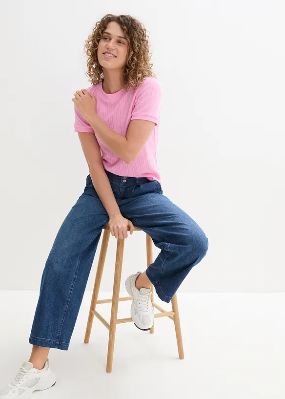 Wide Leg-jeans High Waist, komfortlinning, bonprix