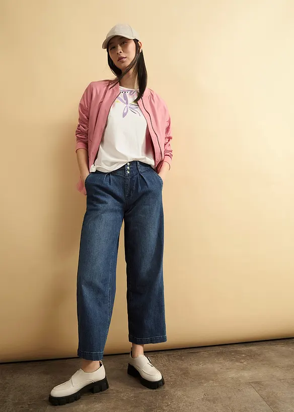 Wide Leg-jeans High Waist, komfortlinning, bonprix