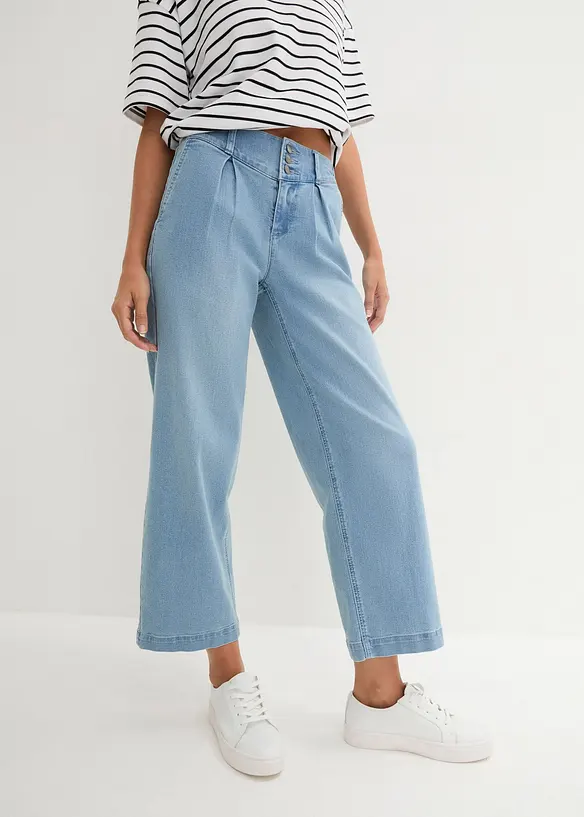 Wide Leg-jeans High Waist, komfortlinning, bonprix