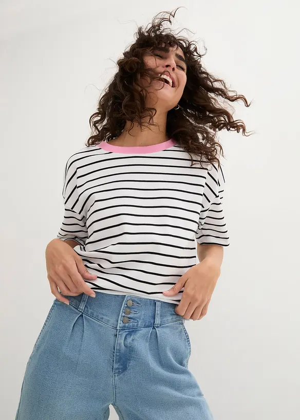 Wide Leg-jeans High Waist, komfortlinning, bonprix