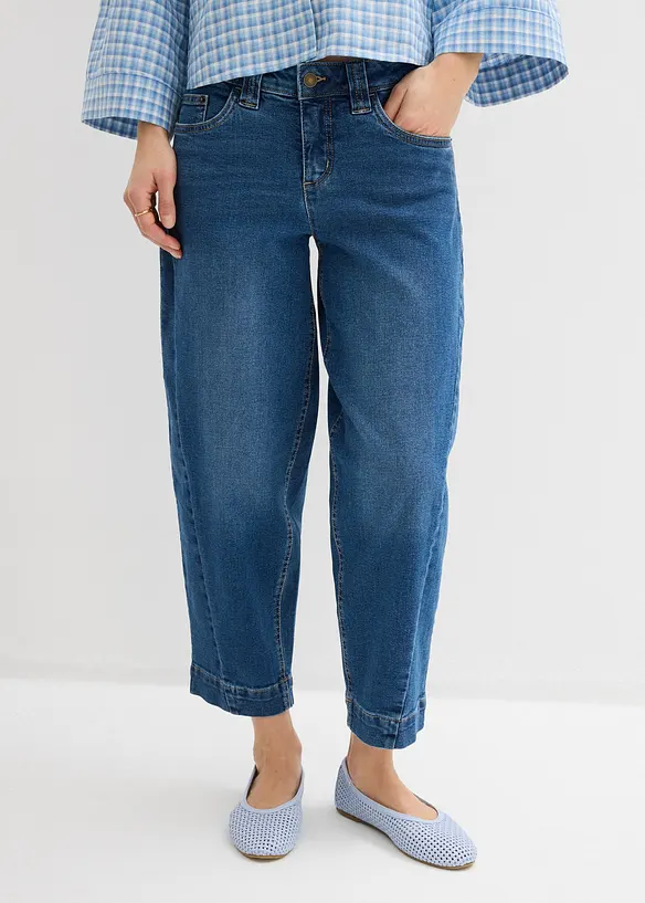 Barrel jeans, Mid Waist, cropped, bonprix