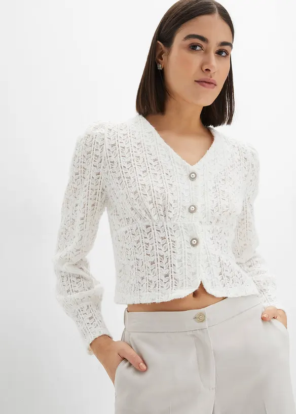 Strikkejakke med dekorknapper, bonprix