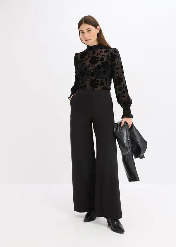 Langermet topp i lett transparent materiale, bonprix