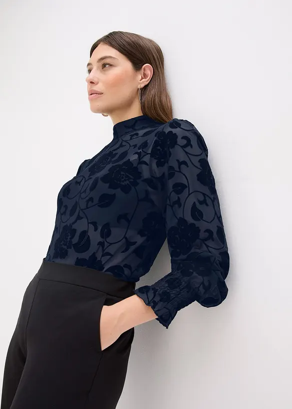 Langermet topp i lett transparent materiale, bonprix