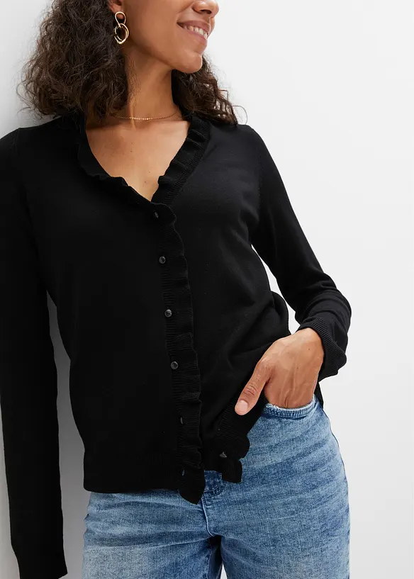 Finstrikket cardigan i lett viskosemiks, bonprix