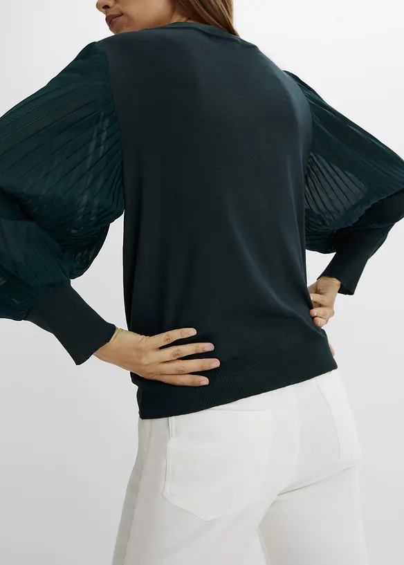 Genser med plisserte ermer, bonprix