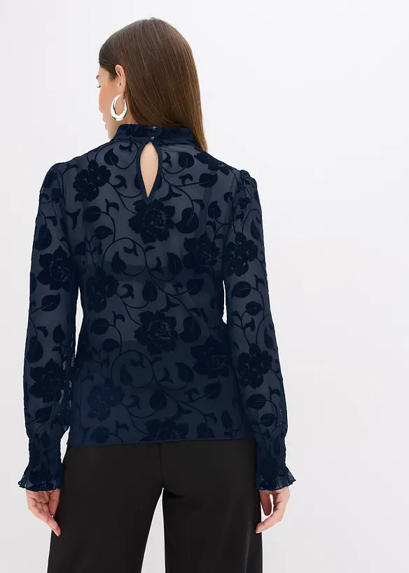 Langermet topp i lett transparent materiale, bonprix