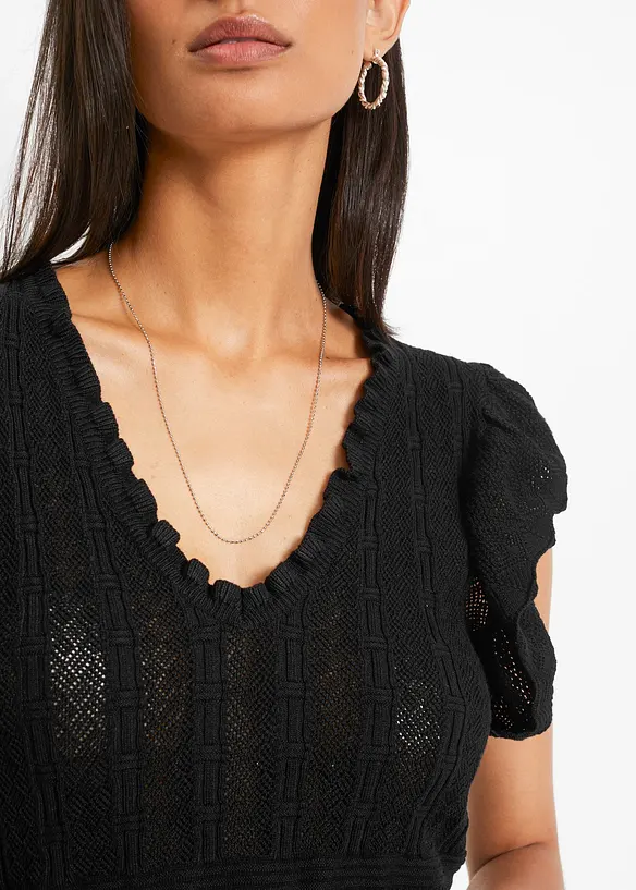 Strikket topp med hullm&oslash;nster, bonprix