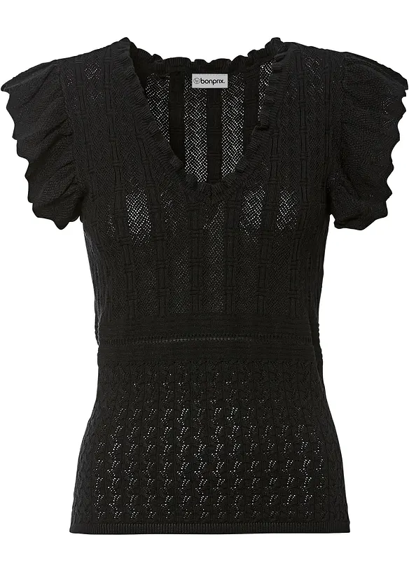Strikket topp med hullm&oslash;nster, bonprix