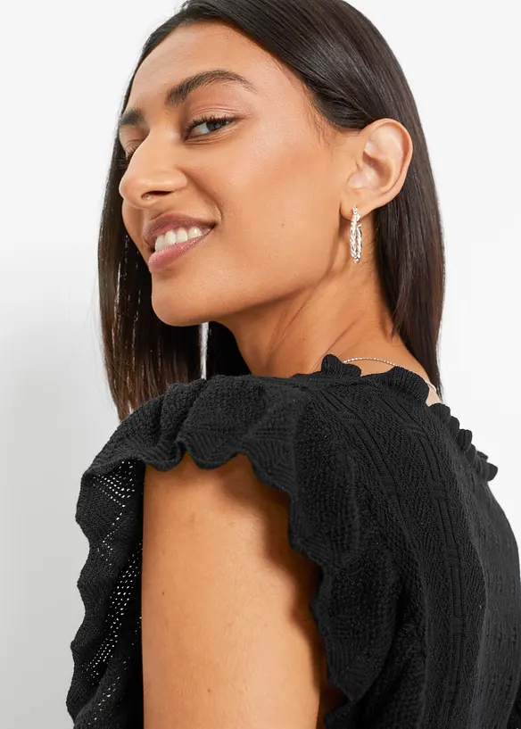 Strikket topp med hullm&oslash;nster, bonprix