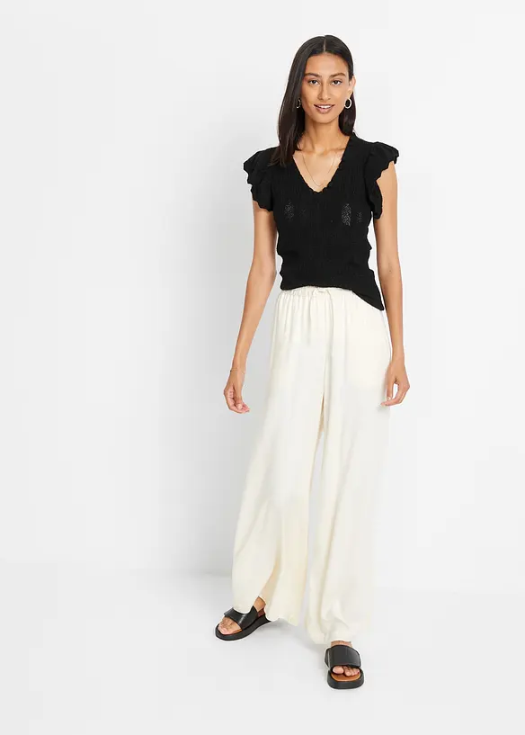 Strikket topp med hullm&oslash;nster, bonprix