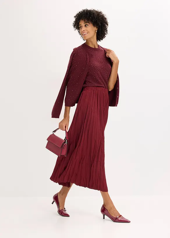 Finstrikket, kortermet genser med strass, bonprix