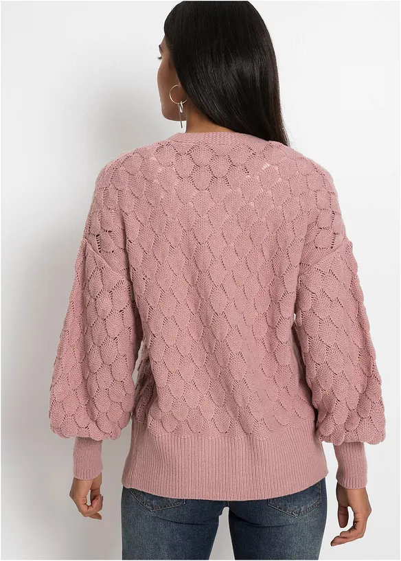 Cardigan med hullm&oslash;nster, bonprix