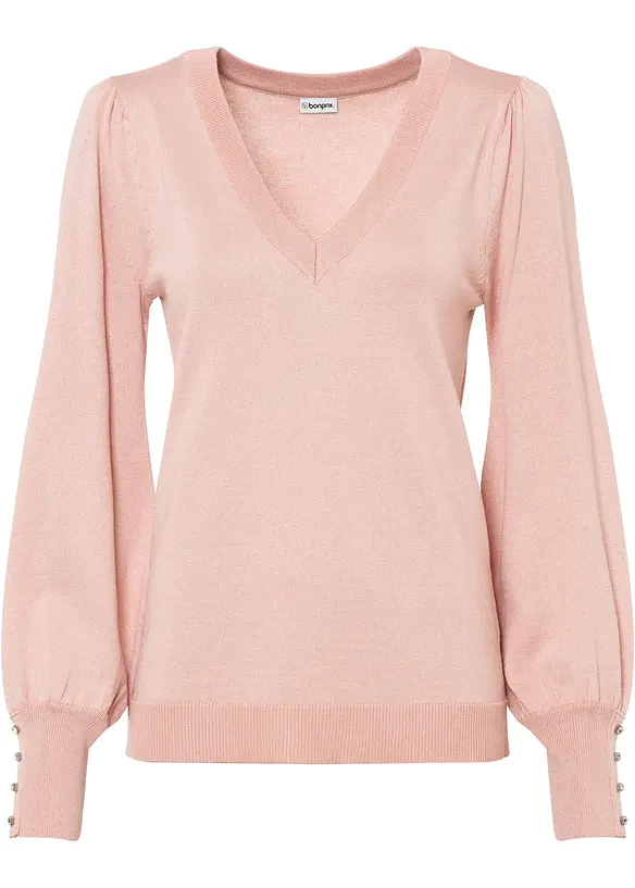 Finstrikket genser i viskosemiks, bonprix