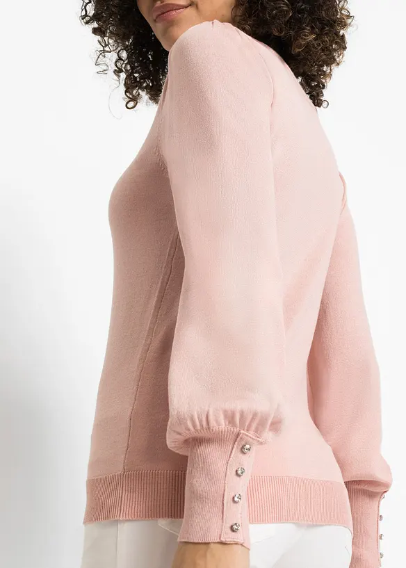 Finstrikket genser i viskosemiks, bonprix