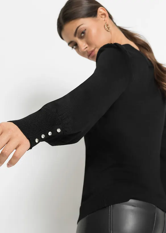 Finstrikket genser i viskosemiks, bonprix