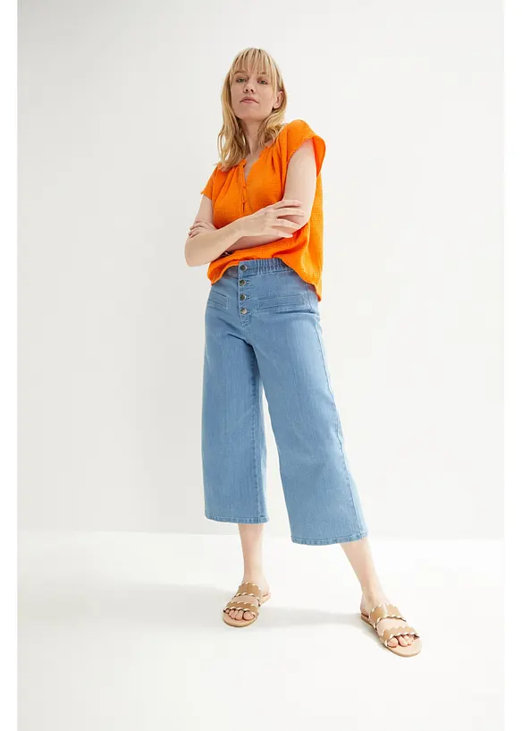 Blusetopp av musselin i 100% bomull, bonprix