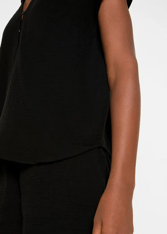 Kortermet bluse i 100% bomullsmusselin, bonprix