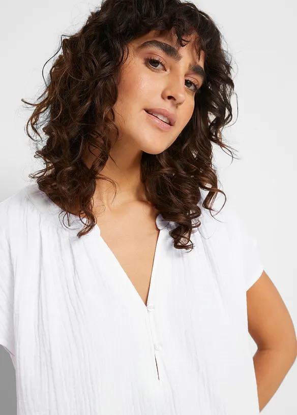 Blusetopp av musselin i 100% bomull, bonprix