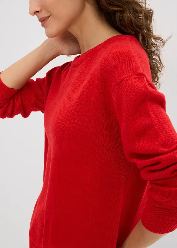 Strikket genser med rund hals, bonprix