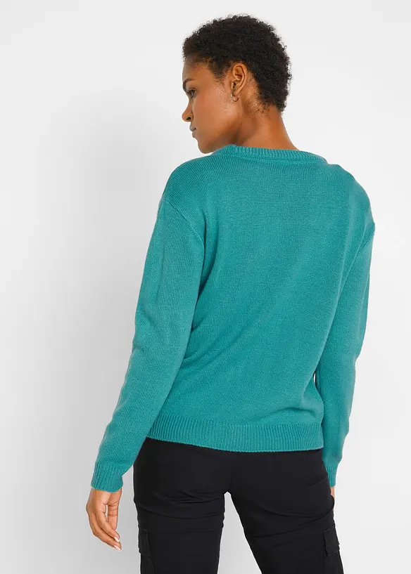 Strikket genser med rund hals, bonprix