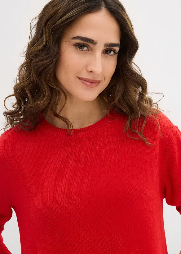 Strikket genser med rund hals, bonprix