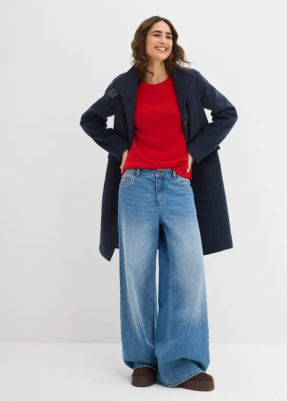 Strikket genser med rund hals, bonprix