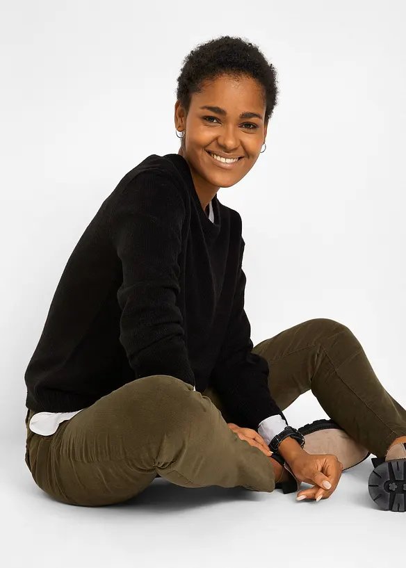 Strikket genser med rund hals, bonprix