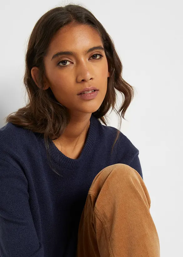 Strikket genser med rund hals, bonprix