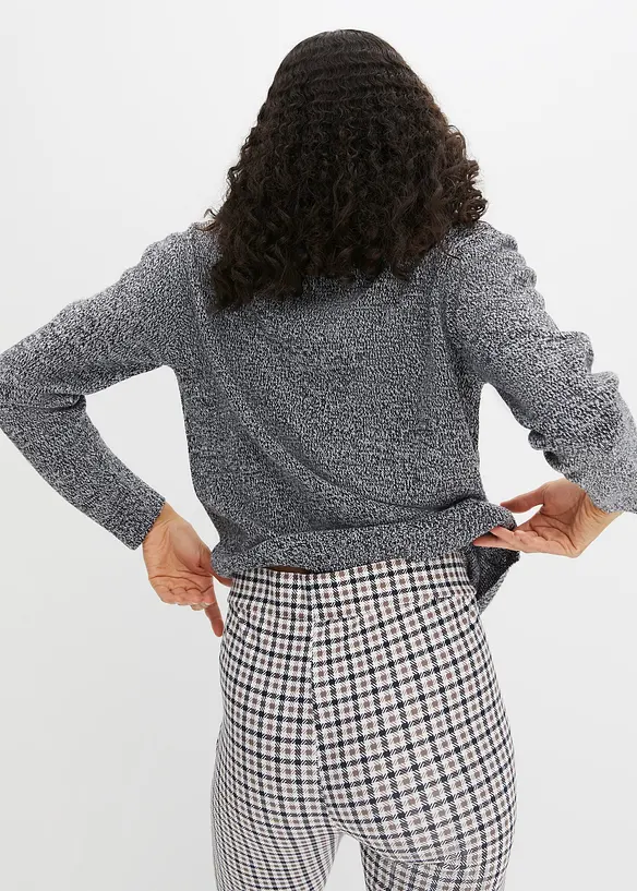 Strikket genser i melert garn med rund hals, bonprix