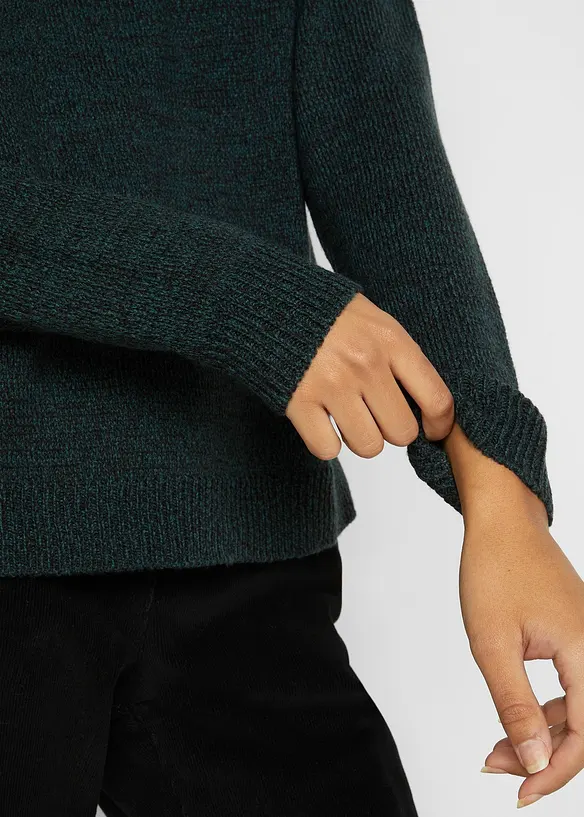 Strikket genser i melert garn med rund hals, bonprix