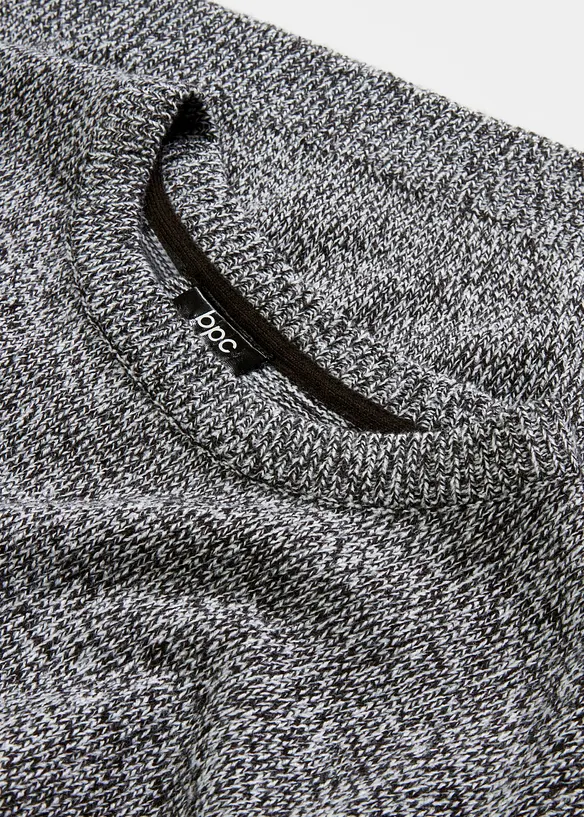 Strikket genser i melert garn med rund hals, bonprix