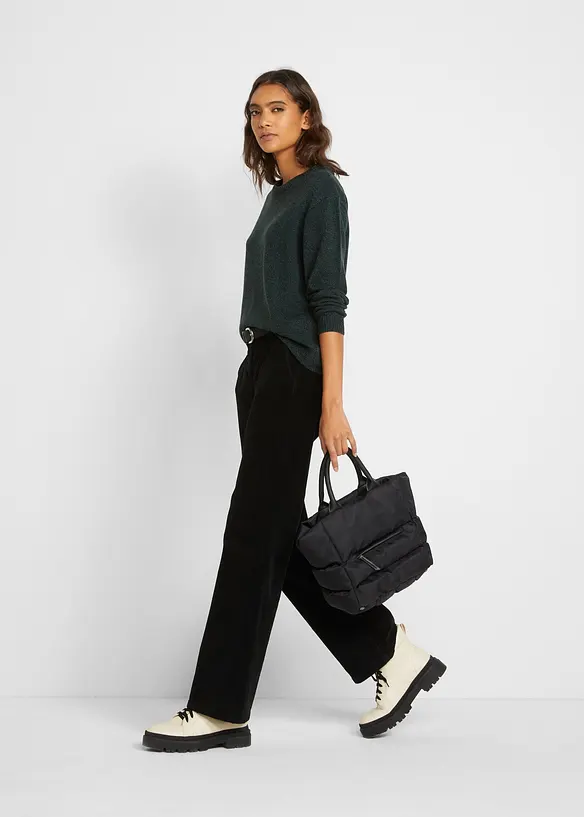 Strikket genser i melert garn med rund hals, bonprix