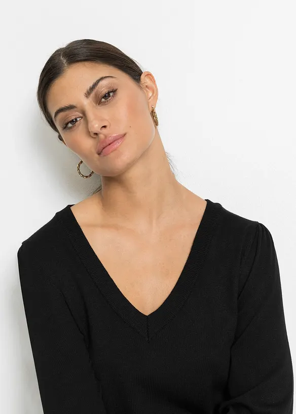 Finstrikket genser i viskosemiks, bonprix