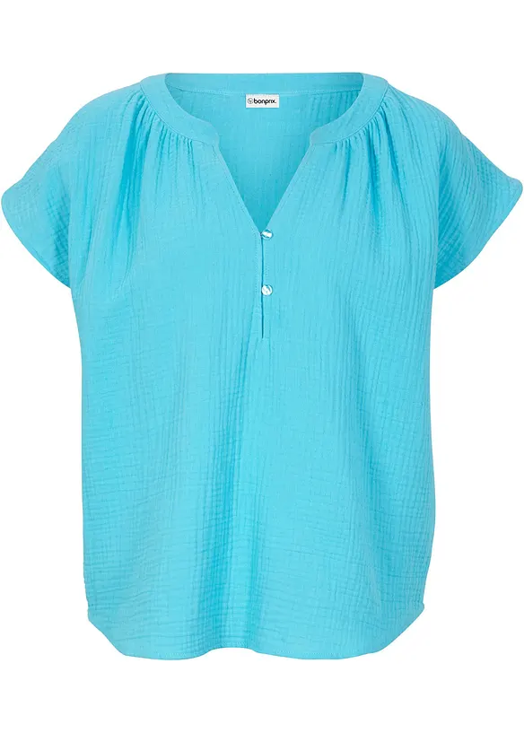 Kortermet bluse i 100% bomullsmusselin, bonprix