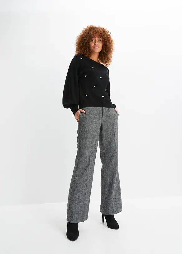 Finstrikket genser i viskosemiks, bonprix