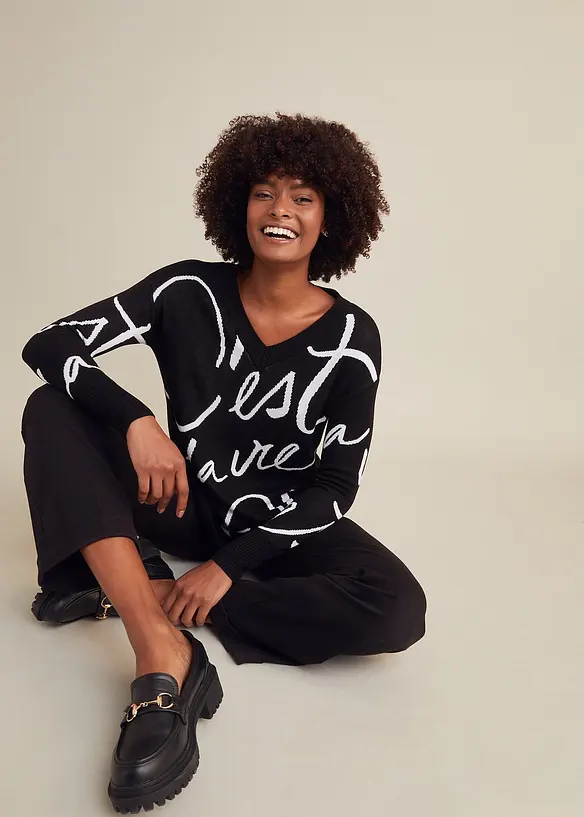 Genser med p&aring;skrift, bonprix