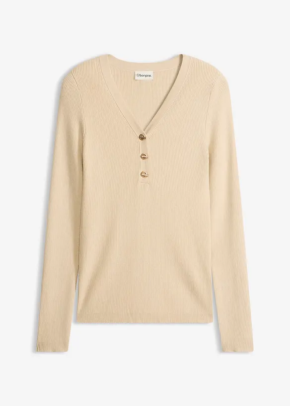 Genser i ribbestrikk med viskose, bonprix