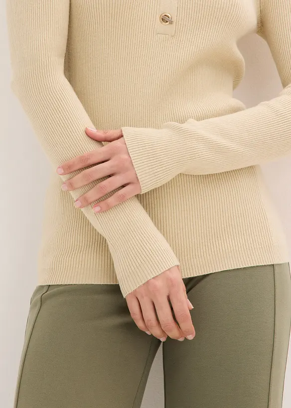 Genser i ribbestrikk med viskose, bonprix