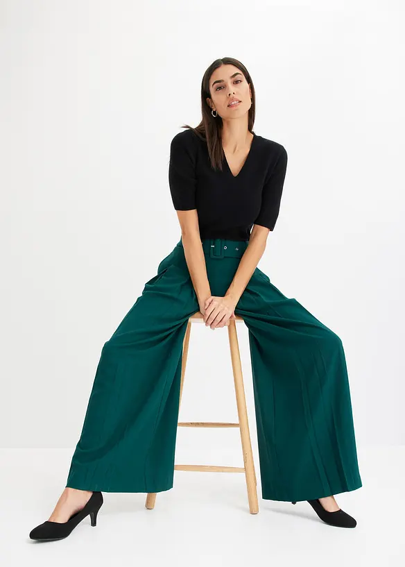 Kortermet, ribbestrikket genser med viskose, bonprix