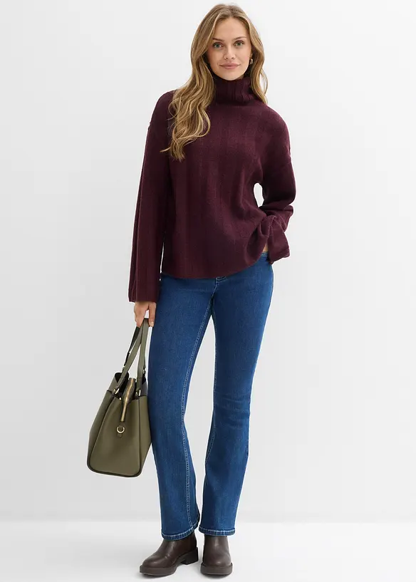 Ribbestrikket genser med h&oslash;y hals, bonprix