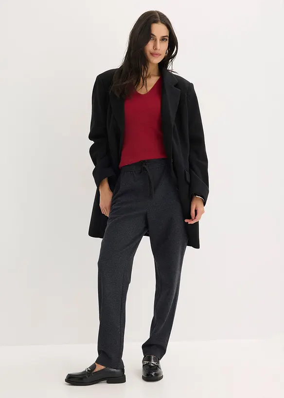 Kortermet, ribbestrikket genser med viskose, bonprix