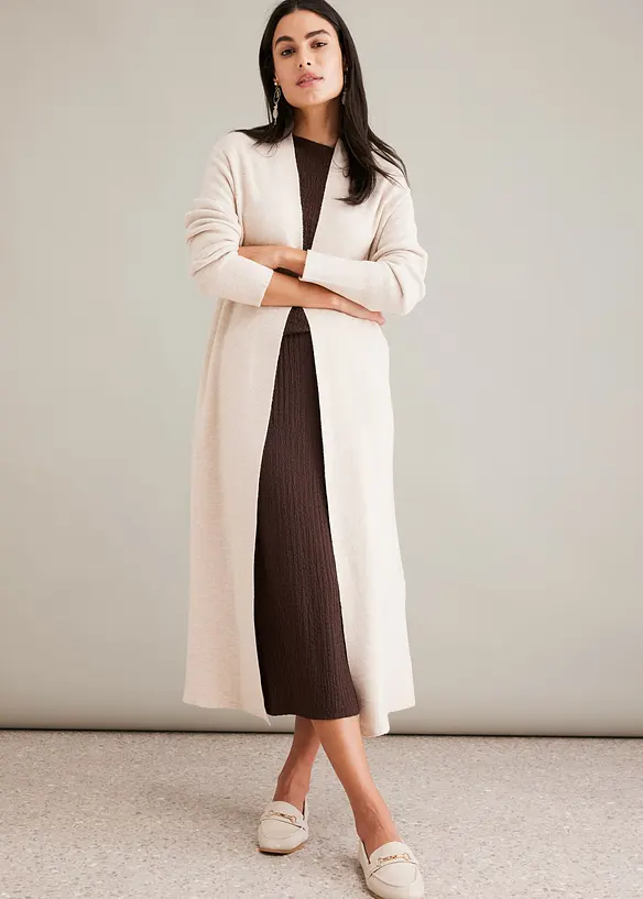 Lang strikkejakke med viskose, bonprix