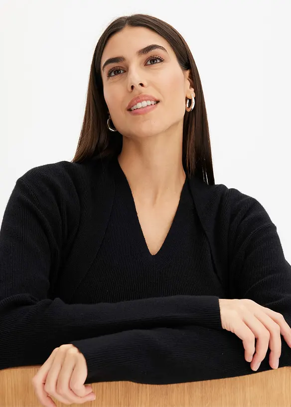 Lang strikkejakke med viskose, bonprix