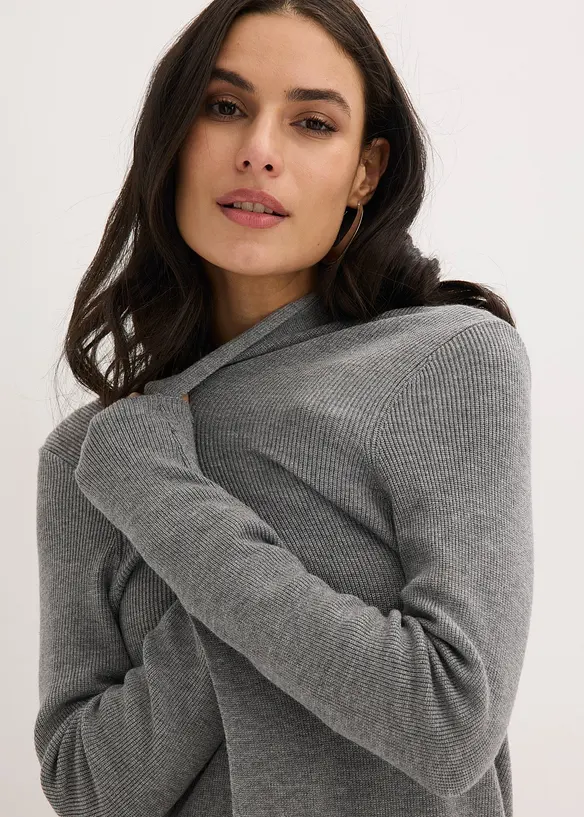 Lang strikkejakke med viskose, bonprix