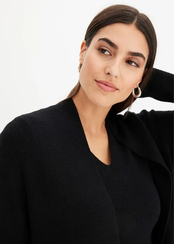 Lang strikkejakke med viskose, bonprix