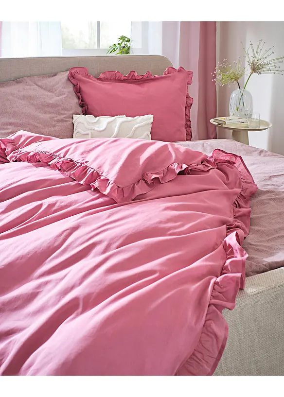 Sengesett i linon med rysjer, bonprix