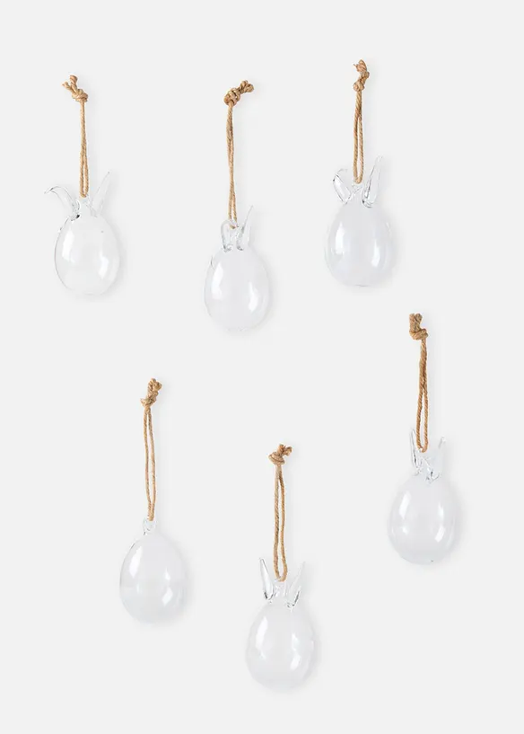 Hengende glasspynt -Harer- (6-pack), bonprix