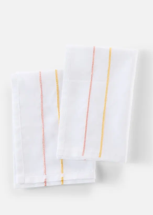 T&oslash;yservietter med broderte striper (2-pack), bonprix