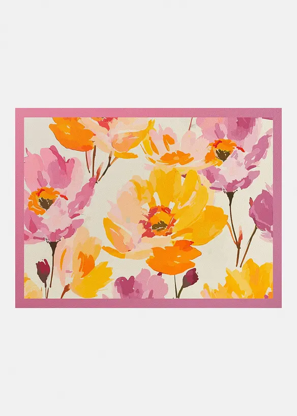 Vaskbar d&oslash;rmatte med blomsterm&oslash;nster, bonprix